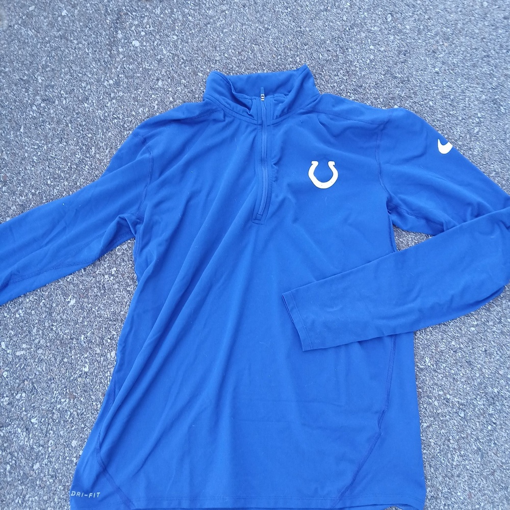 Indianapolis Colts Shirt Mens Medium Blue NFL Football Nike Dri Fit Quarter Zip